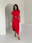 Sukienka ASYMETRIA zestaw rozmiarów 38-44 czerwień