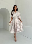 Sukienka AURELIA SATYNA zestaw rozmiarów 44-48  beżowy liść 