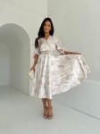 Sukienka AURELIA SATYNA zestaw rozmiarów 36-42 beżowy liść