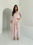 Sukienka LE CHIFFON zestaw rozmiarów 36-42 różowy marmur