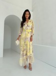 Sukienka LE CHIFFON zestaw rozmiarów 36-42 żółty marmur