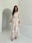 Sukienka LE CHIFFON zestaw rozmiarów 36-42 beżowy marmur