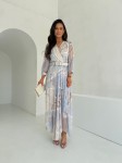 Sukienka LE CHIFFON zestaw rozmiarów 42-48 błękitny marmur