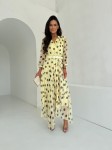 Sukienka LE CHIFFON zestaw rozmiarów 36-42 cytrynowy + czarny groch