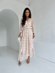 Sukienka LE CHIFFON zestaw rozmiarów 36-42 beż + ecru groch
