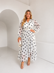 Sukienka LE CHIFFON zestaw rozmiarów 42-48 biel + czarny groch